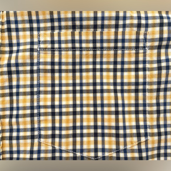 Banana Republic Mens Plaid Button Shirt | Camden Fit | Size M | Navy & Yellow - Picture 4 of 14